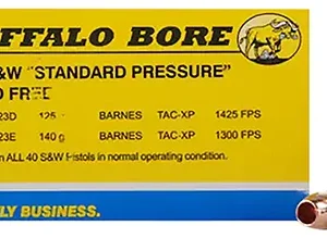 Buffalo Bore Ammunition 23D20 Standard Pressure Strictly Business 40 S&W 125 gr Barnes TAC XP Lead Free 20 Per Box/ 12 Case