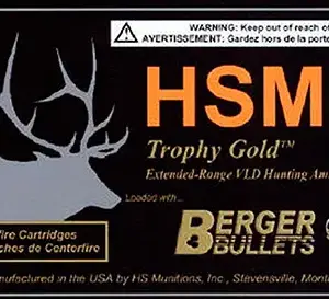 HSM 300WM185VLD Trophy Gold Extended Range 300 Win Mag 185 gr Berger Hunting VLD Match 20 Per Box/ 20 Case
