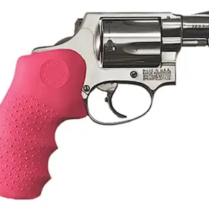 Hogue 60007 OverMolded Monogrip Cobblestone Pink Rubber with Finger Grooves for S&W J Frame with Round Butt