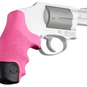 Hogue 60027 OverMolded Tamer  Cobblestone Pink Rubber with Finger Grooves for S&W J Frame Centennial with Round Butt, Bodyguard