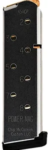 CMC Products 16132C Power Mag  8rd 45 ACP Fits 1911 Officer Black Stainless Steel