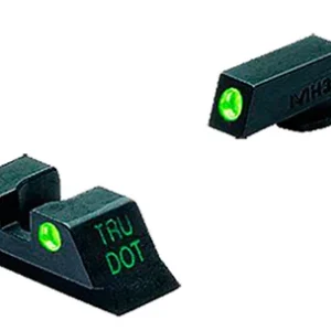 Meprolight USA 102223101 Tru-Dot Sight Set Fixed Green Tritium Front & Rear/ Black Frame Compatible w/Glock 10mm/.45 ACP Front Post/Rear Dovetail Mount