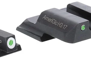 AmeriGlo SW145 Classic Tritium Sight Set for Smith & Wesson M&P Shield  Black | Green Tritium with White Outline Front and Rear