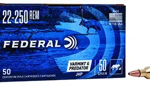 Federal AE2225050VP American Eagle Varmint & Predator 22-250Rem 50gr Jacketed Hollow Point 50 Per Box/5 Case