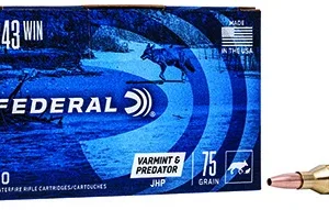 Federal AE24375VP American Eagle Varmint & Predator 243 Win 75 gr Jacketed Hollow Point 40 Per Box/ 5 Case