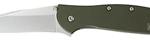 Kershaw 1660OL Leek  3" Folding Drop Point Plain Bead Blasted 14C28N Steel Blade Olive Drab Anodized Aluminum Handle Includes Pocket Clip