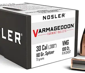 Nosler 34057 Varmageddon  30Cal 110gr Flat Base Tipped 100/Box