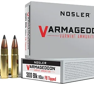 Nosler 40127 Varmageddon  300 Blackout 110 gr Flat Base Tipped 20 Per Box/ 20 Case