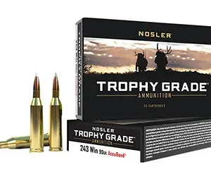 Nosler 48263 Trophy Grade  243 Win 90 gr Nosler AccuBond 20 Per Box/ 10 Case