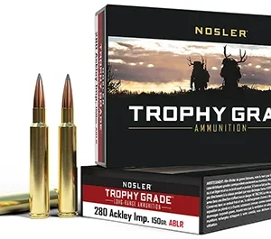 Nosler 60116 Trophy Grade Long-Range 280 Ackley Improved 150 gr Nosler Spitzer AccuBond Long Range 20 Per Box/ 10 Case