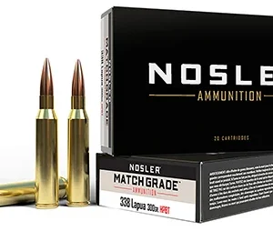 Nosler 43136 Match Grade  338 Lapua Mag 300 gr Custom Competition Hollow Point Boat Tail 20 Per Box/ 10 Case