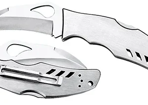 Spyderco BY07P Byrd Crossbill 3.50" Folding Hawkbill Plain 8Cr13MoV SS Blade, Stainless Steel Handle Includes Pocket Clip
