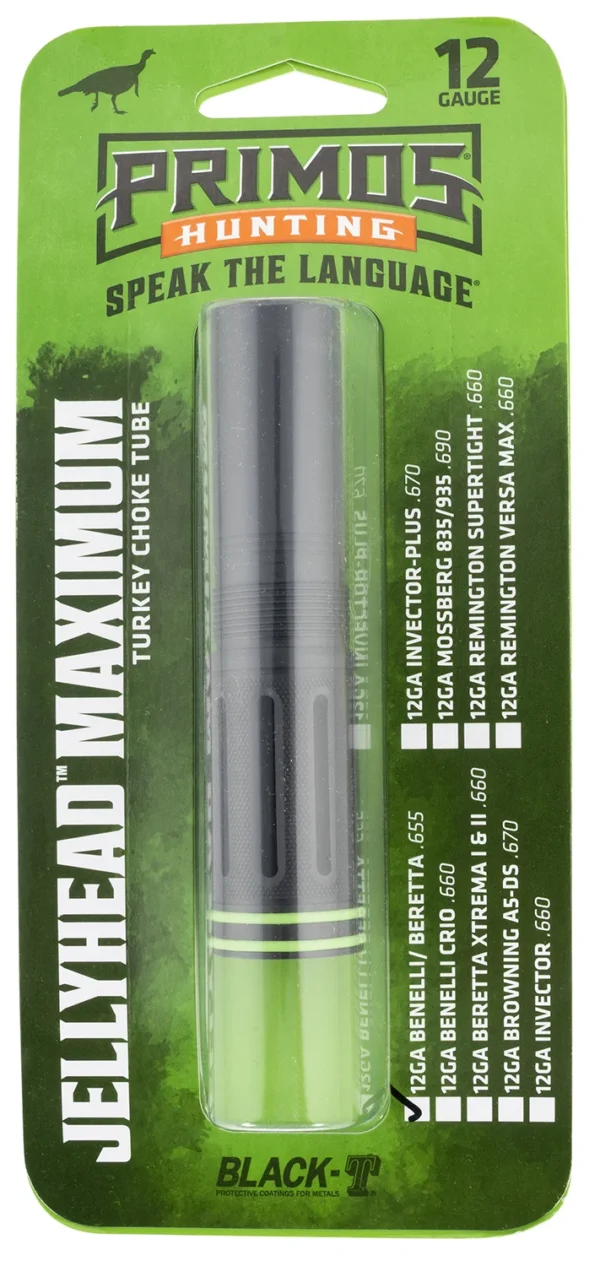 Primos 69402 JellyHead Maximum  Benelli/Beretta Mobil 12 Gauge Turkey Ported Steel Black-T Coating