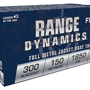 Fiocchi 300BLKC Range Dynamics  300 Blackout 150 gr Full Metal Jacket Boat Tail 50 Per Box/ 10 Case