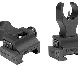 Samson 020003301 Quick Flip Front Sight Gas Block Extended Height (A2)  Black Hardcoat Anodized Flip Up for AR-15