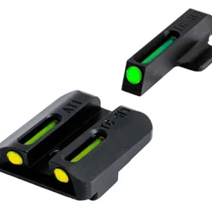 TruGlo TG131GT1B TFO  Green Fiber Optic/Tritium Front/ Yellow Fiber Optic/Tritium Rear/Black Nitride Fortress Frame, Compatible w/ Glock 42/43/43X/48 Except MOS, Front Post/Rear Dovetail Mount