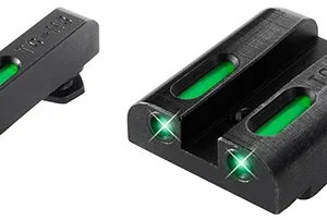 TruGlo TG13GL1A TFX  Low Green/White Outline Fiber Optic/Tritium Front/Green Fiber Optic/Tritium Rear/Black Nitride Fortress Frame, Compatible w/Most Glock Except MOS, Front Post/Rear Dovetail Mount