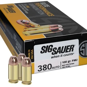 Sig Sauer E380B150 Elite Ball  380 ACP 100 gr Full Metal Jacket 50 Per Box/ 20 Case