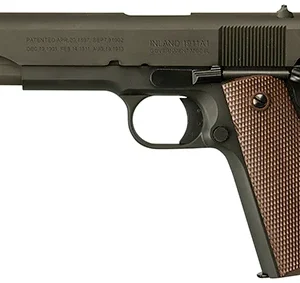 Inland MFG ILM1911 1911 A1 Government 45 ACP 7+1 5" Barrel, Black Parkerized Steel Frame w/Beavertail, Serrated Steel Slide, Wood Grip, Manual Safety