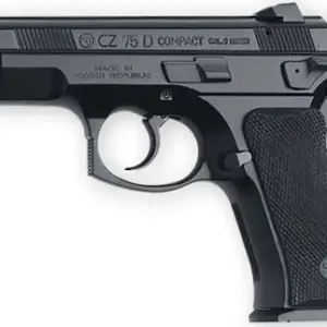 CZ-USA 91194 CZ 75 D PCR Compact 9mm Luger 14+1 3.75" Black Steel Barrel, Black Serrated Steel Slide, Black Polycoat Aluminum Frame w/Beavertail, Black Rubber Grip