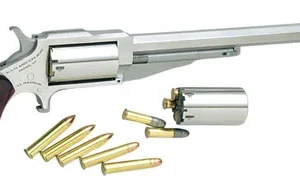 North American Arms 18606C Earl Hogleg *CA Compliant 22 LR/22 Mag 5 Shot 6" Satin Steel Barrel & Frame/Stainless Cylinder/Rosewood Boot Grips