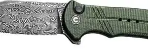 CIVIVI KNIFE COGENT 3.47" - GREEN MICARTA/DAMASCUS BTTN LK
