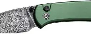 CIVIVI KNIFE QUIBIT 2.98" - GREEN/DAMASCUS BUTTON LOCK