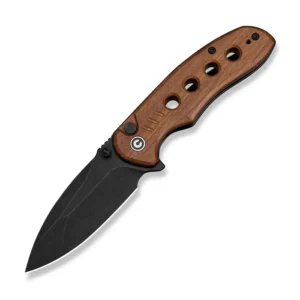 CIVIVI Triptych Flipper & Thumb Stud & Button Lock Knife Guibourtia Wood Handle (2.97"" Black Stonewashed 14C28N Blade)