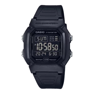 Classic Digital Watch w/ Blackout Dial, Dual Time & 5 Alarms