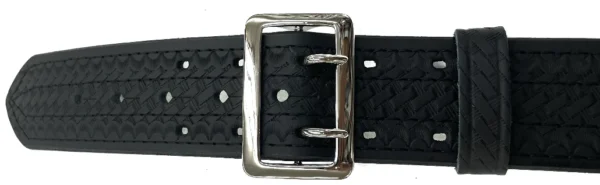 2.25'' 4 Row Stitching Sam Browne Leather Belt w/ Chrome Buckle