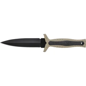 M&P Fixed Blade Boot Knife, Spear Point False Edge Blade, Rubberized Handle w/Brown Rubber Insert