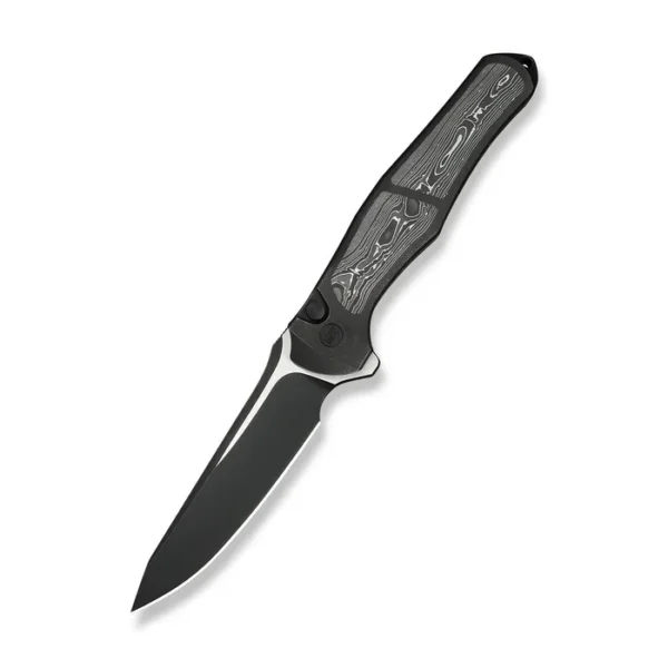 WEKNIFE 702XI Flipper & Button Lock Knife Black Titanium Integral Handle With Aluminum Foil Carbon Fiber InlayÃÂ 