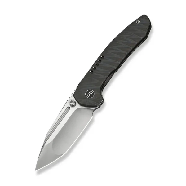 WEKNIFE Micro Trogon Thumb Stud Knife Tiger Stripe Pattern Flamed Titanium Handle