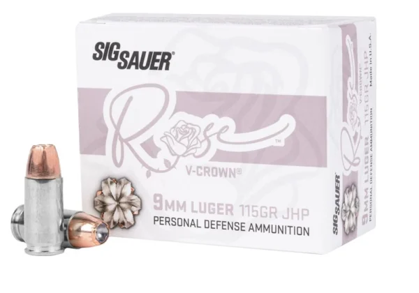 SIG SAUER 9MM V CROWN ROSE 115G JHP 20RD BX 200RD CASE