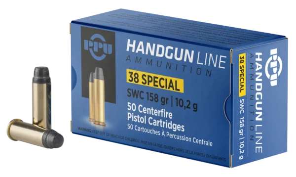 PPU .38 SPECIAL SW 158GR 50RD BOX 10 BOXES PER CASE