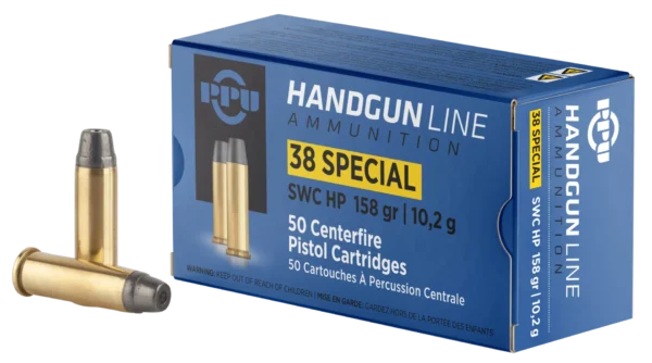 PPU .38 SPECIAL SWC HP 158G 50RD BOX 10 BOXES PER CASE