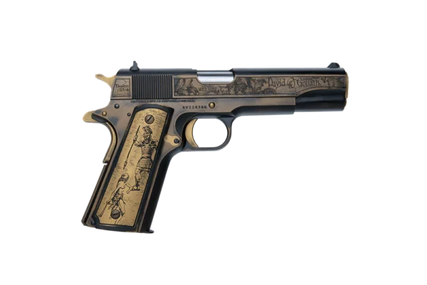 COLT DAVID AND GOLIATH CUSTOM ENGRAVED 1911 45ACP BATTLEWORN CERAKOTE ENGRAVED 1-200 MADE