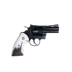 COLT PYTHON 357MAG REVOLVER 3" DEEP ENGRAVED, STAG GRIPS, 1 OF 200
