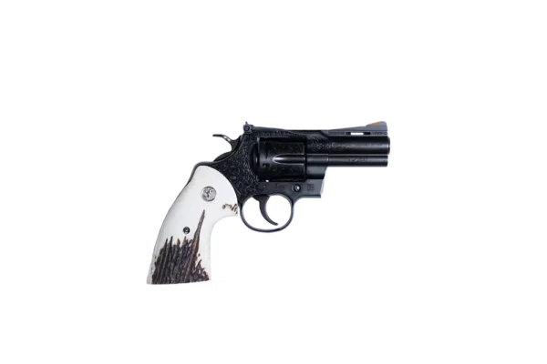 COLT PYTHON 357MAG REVOLVER 3" DEEP ENGRAVED, STAG GRIPS, 1 OF 200